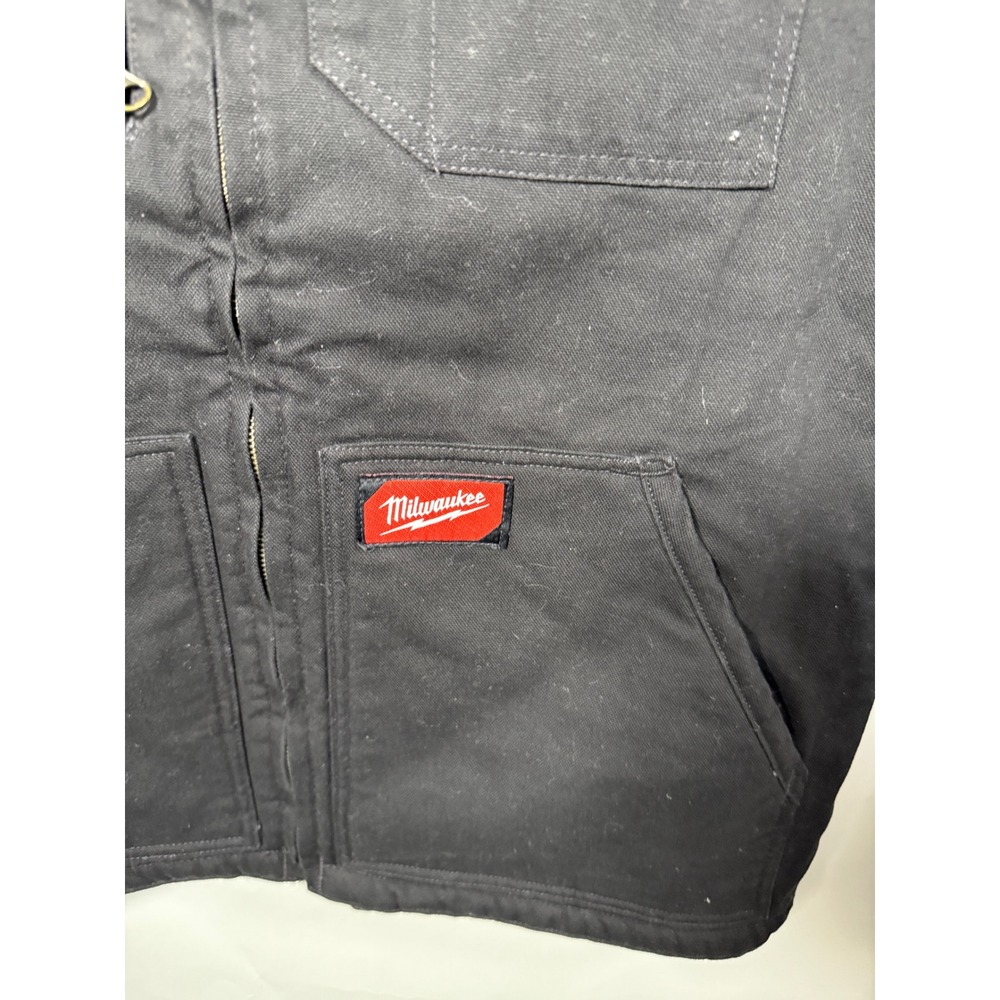 Milwaukee Workwear Black Sherpa Lined Canvas Vest Men's Size XL Full Zip Pockets - Picture 4 of 10